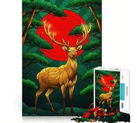 Stained Glass Deer in Forest Teenagers Puzzles 1000 Piece Jigsaws Boost Recall Relax Time Accurate Edge Amazing Present (38x26cm)