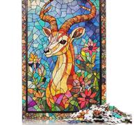 Stained Glass Deer Puzzles 1000 Pieces for Teenagers Gifts Wooden Puzzle Adult Jigsaw Puzzle Puzzling for Gift 1000pcs (75x50cm)