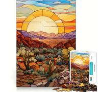 Stained Glass Desert 1000 Piece Jigsaw Puzzles for Adults Jigsaw Mental Toy Soothing Fun Premium Cut Birthday Gift (38x26cm)