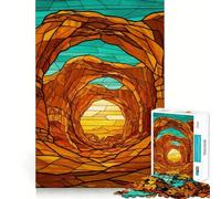Stained Glass Desert Arch Landscape Jigsaw Puzzles 1000 Pieces for Adults Reason Skill Toy Calm Relax Exact Cut Heartfelt Gift (50x75cm)
