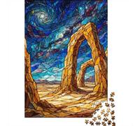 Stained Glass Desert Archway Under Starry Sky 1000 Piece Jigsaw Puzzle for Adults, 70x50cm/1000pcs, New Year Indoor Activity, Winter Downtime And Winter Weekends