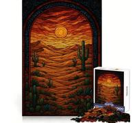 Stained Glass Desert Landscape 1000 Pieces Jigsaws Adults Puzzles Gifts Strengthen Recall Serene Time Quality Edge Santa Wish Item (38x26cm)