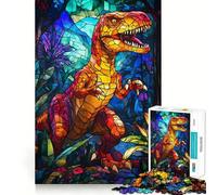 Stained Glass Dinosaur 1000 Teenager Pieces Jigsaw Puzzle Mind Exercise Toy Bonding Time Precision Cut Art Collection Piece (38x26cm)