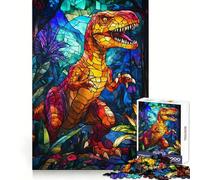 Stained Glass Dinosaur 1000 Teenager Pieces Jigsaw Puzzle Mind Exercise Toy Bonding Time Precision Cut Art Collection Piece (38x26cm)