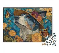 Stained Glass Dog Art-1 Jigsaw Puzzles Puzzle for Adults Kids. 1000 Piece Great Gifts Challenge Toy Educational Games Home Decoration for Adults& Kids Age 14 Years Up 52x38cm/1000pcs