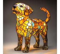 Stained Glass Dog Lamp, Dog Series Stained Glass Lamp, Dogs Themed LED Art Night Light, Handmade Resin Cute Dogs Bedside Table Desk Lamp, Home Bedroom Decor Gifts for Pet Lovers (B)