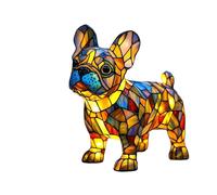 Stained Glass Dog Lamp Unique Handcrafted Style Boxer Figurine Light for Home Decor, Gifts, and Collectors