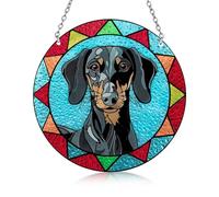 Stained Glass Dog Memorial Suncatcher, Dachshund Dog Window Hanging Sympathy Gifts for Loss of Dog - Pet Remembrance Gift for Dog Lovers