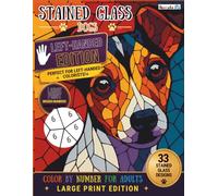 Stained Glass Dogs Color by Number. LEFT-HANDED EDITION.: Large Print Edition: An Easy Color by Number Book for Adults and Seniors with Big Numbers and Thick Lines