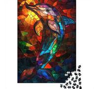 Stained Glass Dolphin 1000-Piece Puzzle for Adults, 70x50cm/1000pcs; White Pieces with A Smooth Surface; Shared Family Time Around The Table