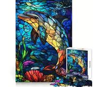 Stained Glass Dolphin Jigsaw Puzzles for Teenagers 1000 Pieces Raise Memory Slow Enjoy Clean Edge (50x75cm)