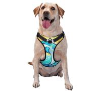 Stained Glass Dolphin Leaping No Pull Dog Harness Adjustable Reflective Oxford Easy Control Medium Large Dog Harness
