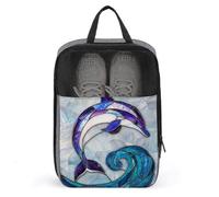 Stained Glass Dolphin Leaping Shoe Bag for Travel Daily Use Anti-dust Storage Carrier Golf Shoe Pouch