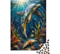Stained Glass Dolphin Ocean, 1000 Piece Paper Jigsaw, 52x38cm/1000pcs