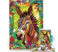 Stained Glass Donkey1000 Pieces Jigsaw Puzzles for teenagers Hand speed competition Fun at Home Activities, Birthday Present,Travel Gifts, 38x26cm