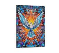 Stained Glass Dove Wall Art, Artistic Print, Fantasy Poster, Unique Canvas Picture, Artistic Decor for Living Room Artistic Wall Mural Modern Hanging Decor Poster12x18inch(30x45cm)