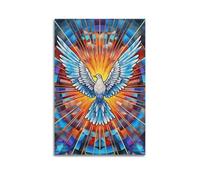 Stained Glass Dove Wall Art, Artistic Print, Fantasy Poster, Unique Canvas Picture, Artistic Decor for Living Room Artistic Wall Mural Modern Hanging Decor Poster16x24inch(40x60cm)