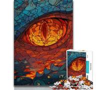 Stained Glass Dragon Eye Jigsaw Puzzles for Teenagers,Challenging Game And Family Play with Fully Interlocking Randomly Shaped Pieces (38x26cm)