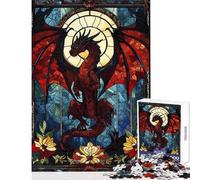 Stained Glass Dragon Jigsaw for Adults1000 Pieces Strengthen Mind Clarity And Sharpness Calm Serene Leisure Activity (38x26cm)