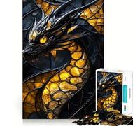 Stained Glass Dragon Jigsaw Puzzles for Adults 1000 Pieces Brain Challenge Toy Quiet Fun Precise Cut Wall Art Decor (50x75cm)