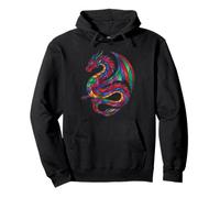 Stained Glass Dragon Mosaic Fantasy Pullover Hoodie