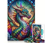 Stained Glass Dragon Neon 1000 Piece Jigsaw Puzzles for Teenagers Logic Sense Toy Peaceful Fun Smooth Edge Creative Gift (50x75cm)