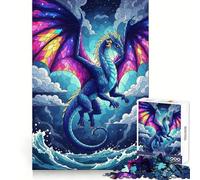 Stained Glass Dragon Over Ocean 1000 Piece Jigsaws for Teenagers Puzzle Strong Logic Toy Relaxed Mind Clear Edge Bday Surprise (50x75cm)
