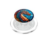 Stained Glass Dragon PopSockets PopGrip for MagSafe