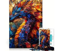 Stained Glass Dragon Puzzles for Teenagers 1000 Pieces Think Smart Toy Soothing Play Smooth Cut Amazing Present (38x52cm)