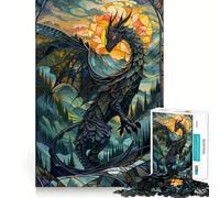 Stained Glass Dragon Tail Jigsaw Puzzle for Adults 1000 Pieces Think Smart Toy Home Enjoy Accurate Cut Wall Art Decor (38x26cm)