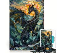 Stained Glass Dragon Tail Jigsaw Puzzles 1000 Pieces for Teenagers Think Game Peaceful Time Quality Edge Perfect Present (38x52cm)