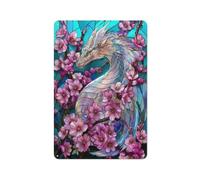 Stained Glass Dragon Tin Metal Signs Wall Art Decorations for Bar Pub Club Cafe Room Farmhouse White 30x20cm