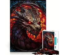 Stained Glass Dragon Wall Puzzles for Adults 1000 Pieces Brain Challenge Toy Calm Mind Clear Cut Art Collection Piece (38x52cm)