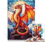 Stained Glass Dragon1000 Piece Jigsaw Puzzles for Adults Stress Reliever Staycation Kill time for Home Decoration 38x26cm