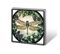 Stained Glass Dragonfly Light Green Unisex Brooches & Pins Square Lightweight Lapel Badge Jewelry for Clothing Shawl Hat