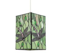 Stained Glass Dragonfly Rectangular Tiffany Pendant Light Shade Happy Homewares Green One Size