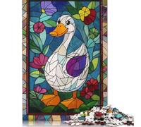 Stained Glass Duck Puzzle Jigsaws 500 Pieces for Adults Wooden Puzzle Adult Jigsaw Puzzle Family Puzzle Game 500pcs (52x38cm)