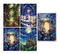 Stained Glass E-Reader Clear Case Insert 4PCS - Decorative Fantasy Clear Case Insert Cards for 6.8 Inch E-Reader, Cathedral Window Art Decorative Back Inserts for Transparent E-Reader Case
