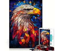 Stained Glass Eagle 1000 Piece Jigsaw Puzzles for Teenagers Logic Sense Toy Peaceful Fun Smooth Edge Creative Gift (38x52cm)