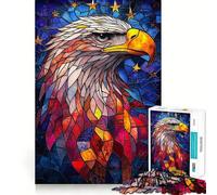 Stained Glass Eagle 1000 Pieces Jigsaw Puzzles for Teenagers Cognitive Toy Gentle Leisure Pattern Assembly Fine Art Piece (50x75cm)