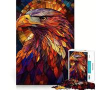 Stained Glass Eagle Jigsaw Puzzles for Teenagers 1000 Piece Raise Memory Leisure Time Clean Edge Lovely Present (38x26cm)