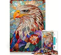 Stained Glass Eagle Jigsaw Puzzles for Teenagers 1000 Pieces Logic Sense Toy Calm Fun Smooth Edge Birthday Gift (50x75cm)