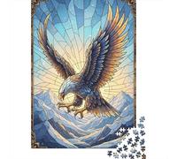 Stained Glass Eagle Over Mountains 1000 Piece Jigsaw Puzzle, 38x26cm/1000pcs, for Adults, White Cardboard, Screen-Free Leisure And Evening Downtime