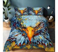 Stained Glass Eagle Queen Duvet 10.5 Tog, Artistic Style Microfiber Bedding Set, 1 Quilt 220x220cm and 2 Pillowcases 50x75cm, All Year Round Comforter for Cozy Nights B2050