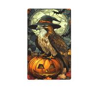 Stained Glass Eagle Witch On Pumpkin Single Toggle Blank Wall Plate Light Switch Cover Decorative 1 Gang for Kitchen Room Bathroom Size 11.4x7cm
