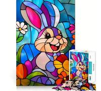 Stained Glass Easter Bunny 1000 Piece Jigsaws for Teenagers Puzzle Wise Think Toy Simple Fun Tight Cut Santa Wish Pick (50x75cm)