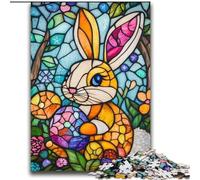 Stained Glass Easter Bunny Jigsaw Puzzles for Teenagers 2000 Piece Puzzle, Relax Games Enhance Love between Couples for Age 14 (70x100cm)