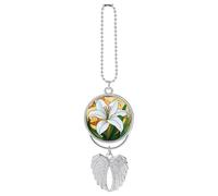 Stained Glass Easter Lily Car Hanging Pendant Car Interior Decoration Rearview Mirror Charms Ornaments