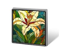 Stained Glass Easter Lily Green Grass Unisex Brooches & Pins Square Lightweight Lapel Badge Jewelry for Clothing Shawl Hat