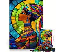 Stained Glass Egyptian Queen 1000 Piece Jigsaw Puzzles for Adults Brain Tease Toy Relax Time Perfect Cut Memorable Gift (38x26cm)